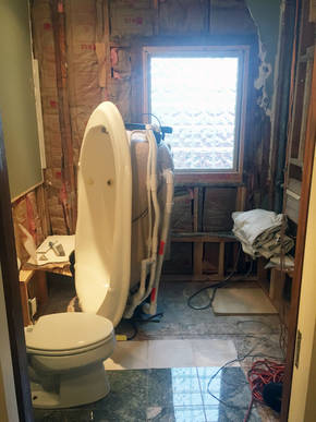 Beginning stages of demolition.
