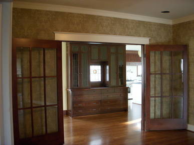 New dining room leading to new china cabinet.