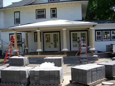 Getting ready to lay pavers for patio.