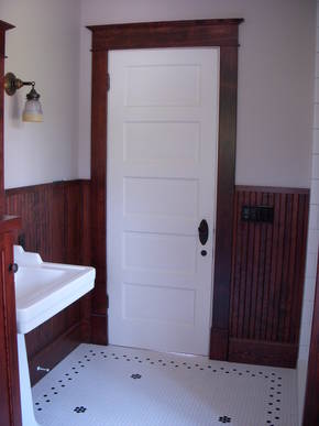 New bathroom door featuring period hardware. 